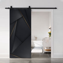 Load image into Gallery viewer, Artisan Print Series Black and Gold Modern Barn Door with Sliding Door Hardware Kit
