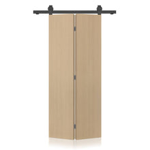 Load image into Gallery viewer, Hollow Core Oak Composite Textured Bi-fold Door with Sliding Barn Door Hardware Kit
