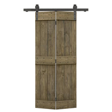 Load image into Gallery viewer, Mid-Bar Solid Core DIY Wood Bi-Fold Barn Door with Sliding Hardware Kit
