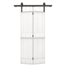 Load image into Gallery viewer, Mid-Bar Solid Core DIY Wood Bi-Fold Barn Door with Sliding Hardware Kit
