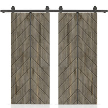 Load image into Gallery viewer, Stained Pine Wood Double Bi-Fold Barn Door with Sliding Hardware Kit
