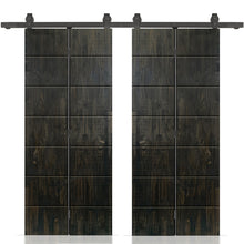 Load image into Gallery viewer, Stained Pine Wood Double Bi-Fold Barn Door with Sliding Hardware Kit
