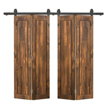 Load image into Gallery viewer, 1 Panel Shaker Hollow Core Pine Wood Double Bi-Fold Door with Barn Door Hardware Kit
