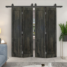 Load image into Gallery viewer, 1 Panel Shaker Hollow Core Pine Wood Double Bi-Fold Door with Barn Door Hardware Kit
