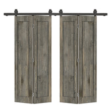 Load image into Gallery viewer, 1 Panel Shaker Hollow Core Pine Wood Double Bi-Fold Door with Barn Door Hardware Kit
