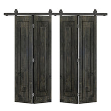 Load image into Gallery viewer, 1 Panel Shaker Hollow Core Pine Wood Double Bi-Fold Door with Barn Door Hardware Kit
