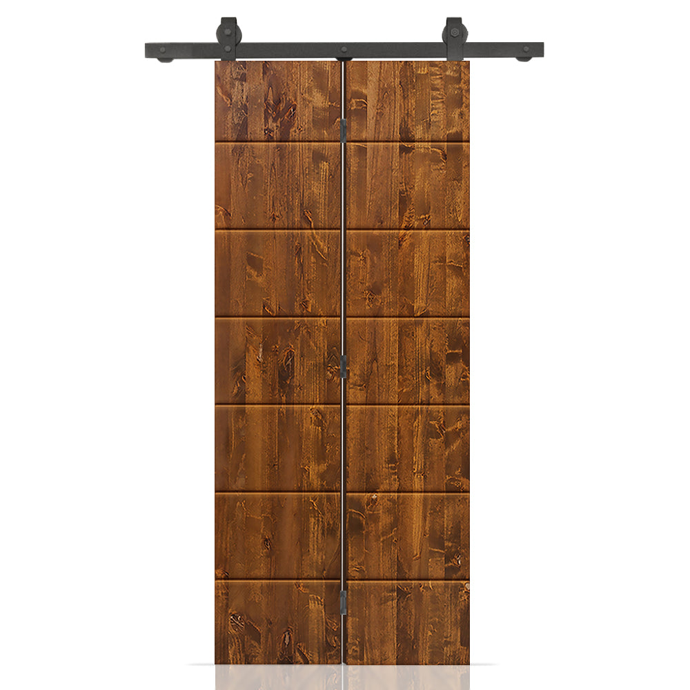 Hollow Core Pine Wood Modern Bi-Fold Barn Door with Sliding Hardware Kit