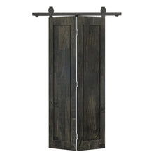 Load image into Gallery viewer, 1 Panel Shaker Hollow Core Pine Wood Bi-Fold Door with Sliding Barn Door Hardware Kit
