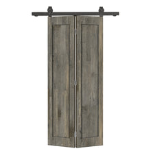 Load image into Gallery viewer, 1 Panel Shaker Hollow Core Pine Wood Bi-Fold Door with Sliding Barn Door Hardware Kit
