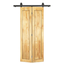 Load image into Gallery viewer, 1 Panel Shaker Hollow Core Pine Wood Bi-Fold Door with Sliding Barn Door Hardware Kit
