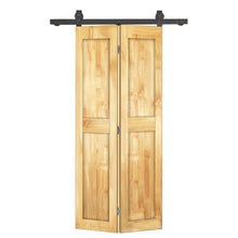 Load image into Gallery viewer, 2 Panel Shaker Hollow Core Pine Wood Bi-Fold Door with Sliding Barn Door Hardware Kit
