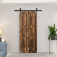 Load image into Gallery viewer, 3 Panel Shaker Hollow Core Pine Wood Bi-Fold Door with Sliding Barn Door Hardware Kit

