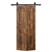 Load image into Gallery viewer, 3 Panel Shaker Hollow Core Pine Wood Bi-Fold Door with Sliding Barn Door Hardware Kit
