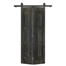 Load image into Gallery viewer, 3 Panel Shaker Hollow Core Pine Wood Bi-Fold Door with Sliding Barn Door Hardware Kit
