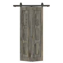 Load image into Gallery viewer, 3 Panel Shaker Hollow Core Pine Wood Bi-Fold Door with Sliding Barn Door Hardware Kit
