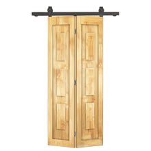 Load image into Gallery viewer, 3 Panel Shaker Hollow Core Pine Wood Bi-Fold Door with Sliding Barn Door Hardware Kit
