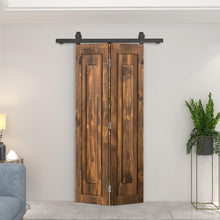 Load image into Gallery viewer, 1 Panel Shaker Hollow Core Pine Wood Bi-Fold Door with Sliding Barn Door Hardware Kit
