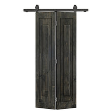 Load image into Gallery viewer, 1 Panel Shaker Hollow Core Pine Wood Bi-Fold Door with Sliding Barn Door Hardware Kit
