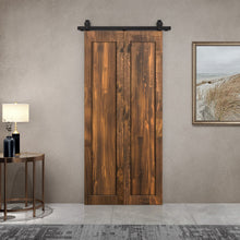 Load image into Gallery viewer, 1 Panel Shaker Hollow Core Pine Wood Bi-Fold Door with Sliding Barn Door Hardware Kit

