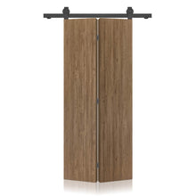 Load image into Gallery viewer, Hollow Core Walnut Composite Textured Bi-fold Door with Sliding Barn Door Hardware Kit
