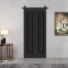 Load image into Gallery viewer, 3 Panel Shaker Hollow Core Composite Bi-Fold Door with Sliding Barn Door Hardware Kit

