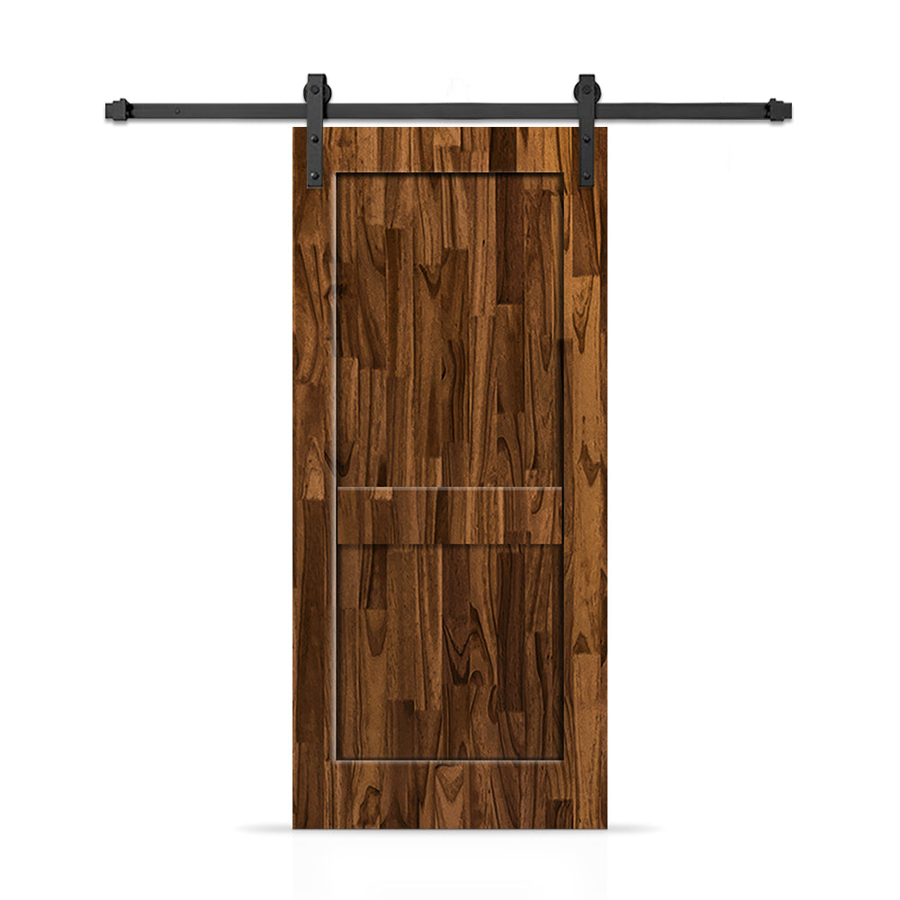 2 Panel Shaker Stained Pine Wood Interior Sliding Barn Door with Hardware Kit