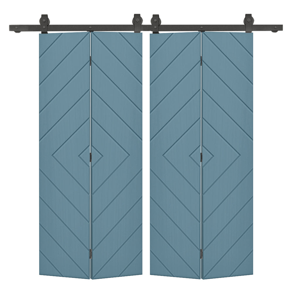 Hollow Core Composite Double Bi-Fold Door with Barn Door Hardware Kit