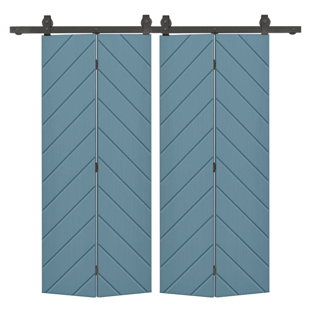 Hollow Core Composite Double Bi-Fold Door with Barn Door Hardware Kit