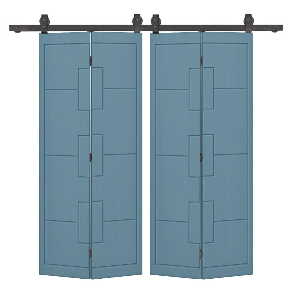 Hollow Core Composite Double Bi-Fold Door with Barn Door Hardware Kit