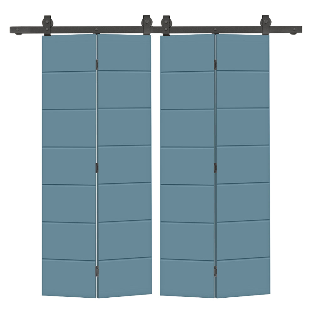 Hollow Core Composite Double Bi-Fold Door with Barn Door Hardware Kit