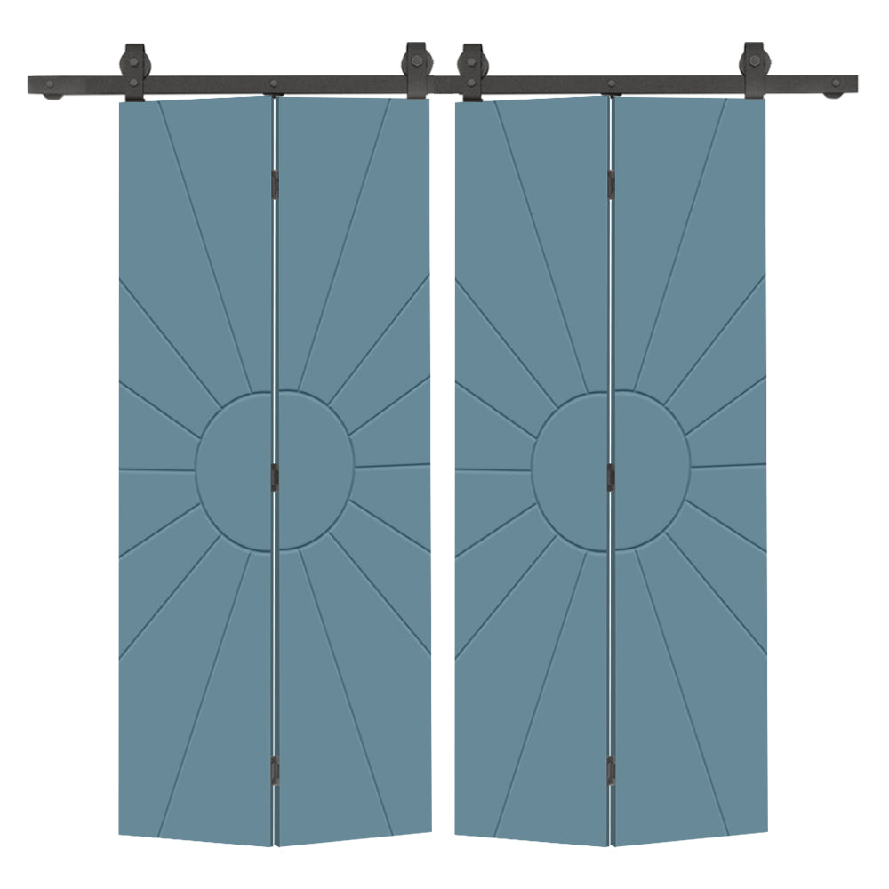 Hollow Core Composite Double Bi-Fold Door with Barn Door Hardware Kit