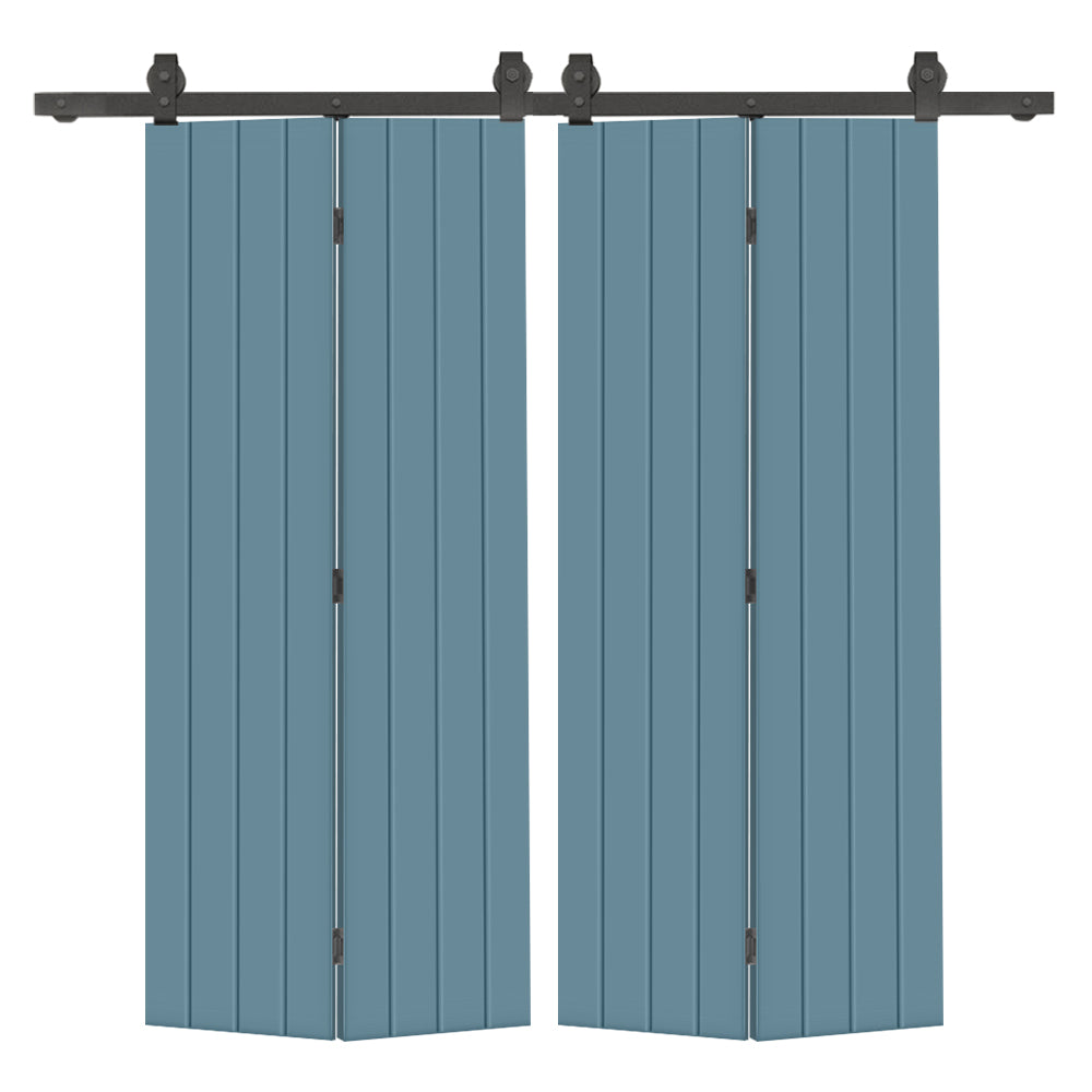 Hollow Core Composite Double Bi-Fold Door with Barn Door Hardware Kit