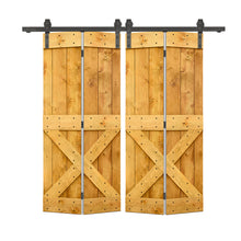 Load image into Gallery viewer, Mini X Series Solid Core DIY Wood Double Bi-Fold Barn Door with Sliding Hardware Kit
