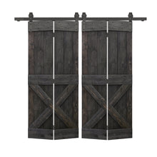 Load image into Gallery viewer, Mini X Series Solid Core DIY Wood Double Bi-Fold Barn Door with Sliding Hardware Kit
