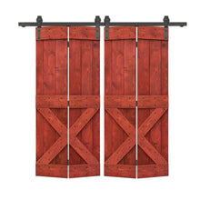 Load image into Gallery viewer, Mini X Series Solid Core DIY Wood Double Bi-Fold Barn Door with Sliding Hardware Kit
