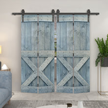 Load image into Gallery viewer, Mini X Series Solid Core DIY Wood Double Bi-Fold Barn Door with Sliding Hardware Kit
