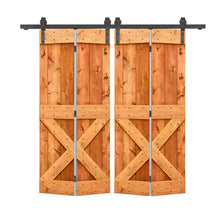 Load image into Gallery viewer, Mini X Series Solid Core DIY Wood Double Bi-Fold Barn Door with Sliding Hardware Kit
