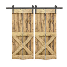 Load image into Gallery viewer, Mini X Series Solid Core DIY Wood Double Bi-Fold Barn Door with Sliding Hardware Kit

