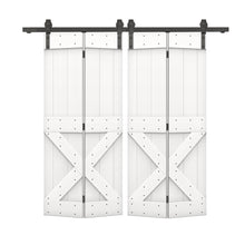 Load image into Gallery viewer, Mini X Series Solid Core DIY Wood Double Bi-Fold Barn Door with Sliding Hardware Kit
