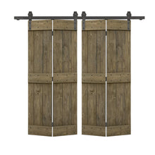 Load image into Gallery viewer, Mid-Bar Series Solid Core DIY Wood Double Bi-Fold Barn Door with Sliding Hardware Kit
