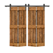 Load image into Gallery viewer, Mid-Bar Series Solid Core DIY Wood Double Bi-Fold Barn Door with Sliding Hardware Kit
