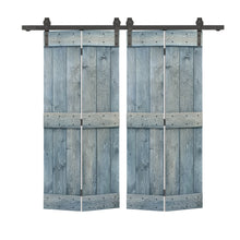 Load image into Gallery viewer, Mid-Bar Series Solid Core DIY Wood Double Bi-Fold Barn Door with Sliding Hardware Kit
