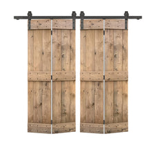 Load image into Gallery viewer, Mid-Bar Series Solid Core DIY Wood Double Bi-Fold Barn Door with Sliding Hardware Kit
