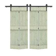 Load image into Gallery viewer, Mid-Bar Series Solid Core DIY Wood Double Bi-Fold Barn Door with Sliding Hardware Kit
