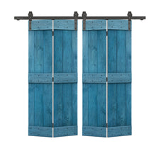 Load image into Gallery viewer, Mid-Bar Series Solid Core DIY Wood Double Bi-Fold Barn Door with Sliding Hardware Kit
