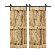 Load image into Gallery viewer, Mid-Bar Series Solid Core DIY Wood Double Bi-Fold Barn Door with Sliding Hardware Kit

