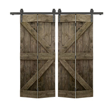 Load image into Gallery viewer, K Series Solid Core DIY Wood Double Bi-Fold Barn Door with Sliding Hardware Kit
