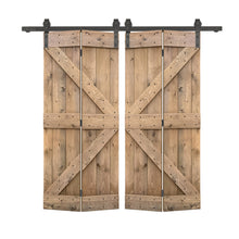 Load image into Gallery viewer, K Series Solid Core DIY Wood Double Bi-Fold Barn Door with Sliding Hardware Kit
