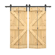 Load image into Gallery viewer, K Series Solid Core DIY Wood Double Bi-Fold Barn Door with Sliding Hardware Kit
