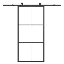Load image into Gallery viewer, 36 in. x 84 in. 6 Lite Glass Black Aluminum Frame Interior Barn Door with Sliding Hardware Kit
